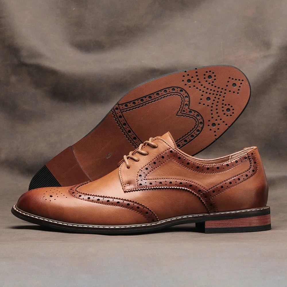 Brogue Wingtip Cognac — Colección Clásica Zenvaro