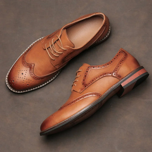 Brogue Wingtip Cognac — Colección Clásica Zenvaro